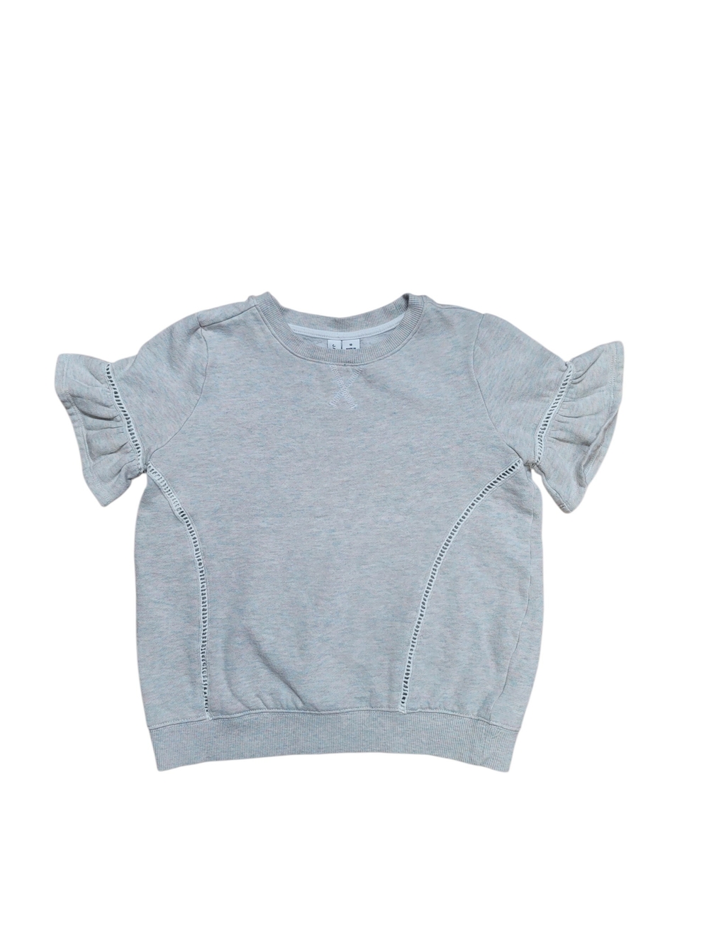 Janie and Jack Light Heather Gray Ruffle Sleeve Top 10y